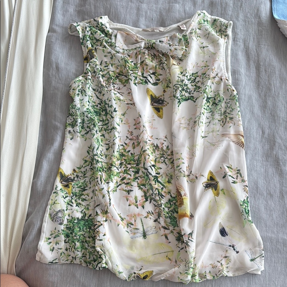 Ted Baker London Floral Tank Top - Green and Yellow